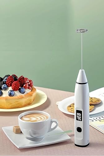 Image of FELICIA FINEST COLLECTIONS Handheld LED Display USB Rechargeable Milk Frother, 3 Speeds, Electric Milk Foam Maker Blender Mixer for Coffee, Latte, Cappuccino, Hot Chocolate, Egg Whisk (Green)