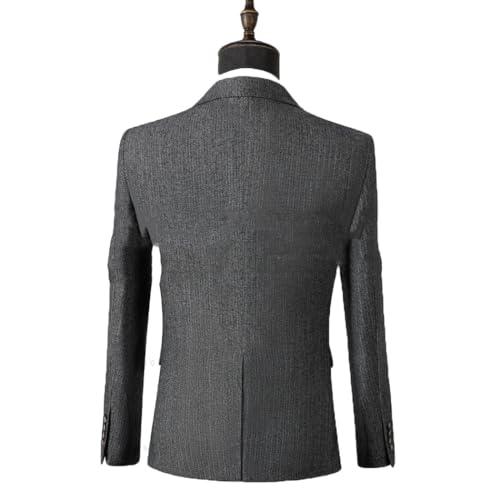 Men's Tweed Herringbone 3 Piece Suit Wedding Prom Tuxedo Peak Lapel Slim Fit Blazer Vest Pants Comfortable Set3