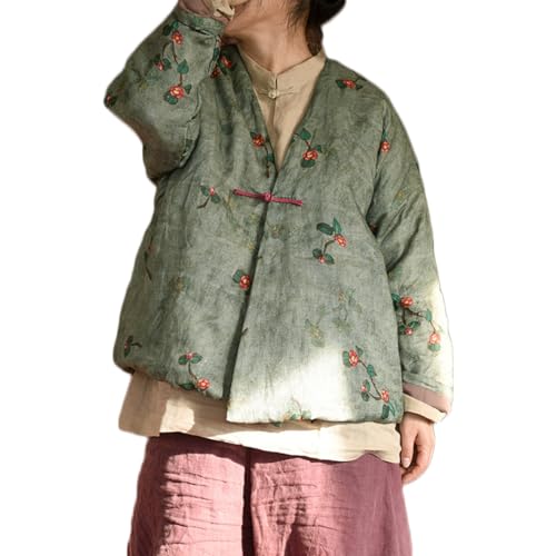 NFYM Women's Lightweight Quilted Kimono Jacket Linen Printed Open Front One Button Vintage Chinese Hanfu Style Outwear2