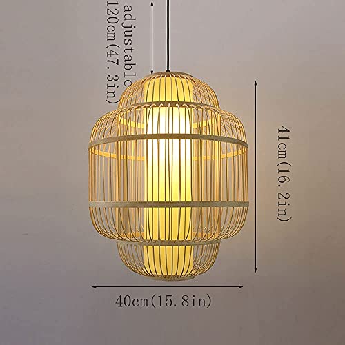 Lustre en osier anti eblouissement lampe suspendue bambou zen chambre - 3