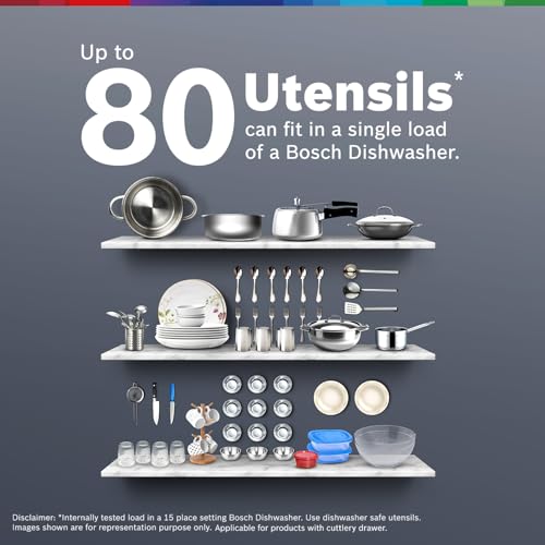 Image of Bosch 14 Place Setting, EcoSilence Drive, Rackmatic 3 stage, Free Standing Dishwasher, World No.1 Brand in Dishwasher (SMS46KI03I, Silver Inox, Inbuilt heater, Removes 99.99% germs)