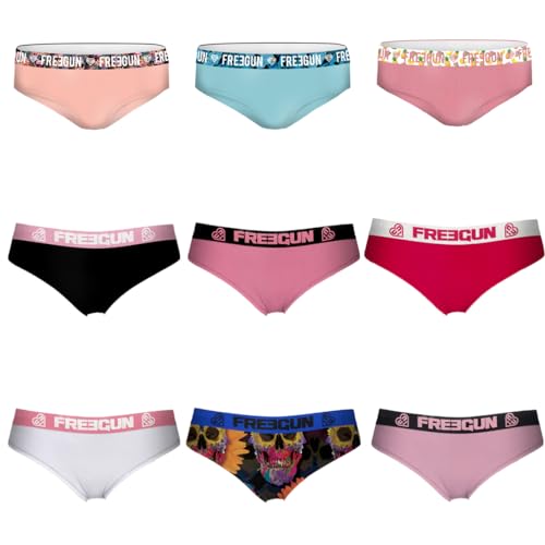FREEGUN Pack Surprise Culotte Femme Coton, Lot de 3 Culottes, Modèle Choisis Aléatoirement, Noir...