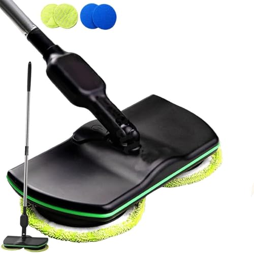 Mopa Giratoria Eléctrica de Limpieza,Mopa Spinning Recargable,Pulidora de Suelos con Mango Ajustable para Limpiar y Encerar Pisos de Madera Noble y Laminados