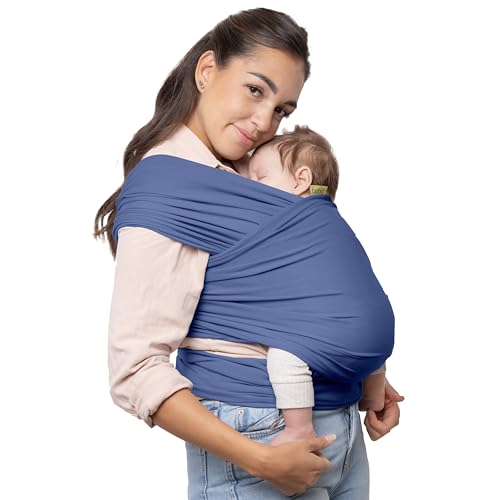 Image of Boba Baby Wrap Carrier - Newborn to Toddler Sling - Hands-Free Stretchy Wrap - 7-35 lbs (Vintage Navy Blue)