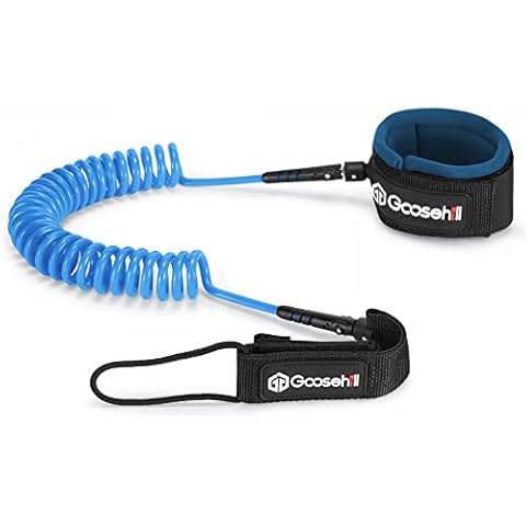 Goosehill SUP Leash, Paddle Board Leash 10ft Coiled, Duarable 7mm Surfing Leashes with Safe Design for Surfboard Longboards, Inflatable Paddle Board, Kayak Cover
