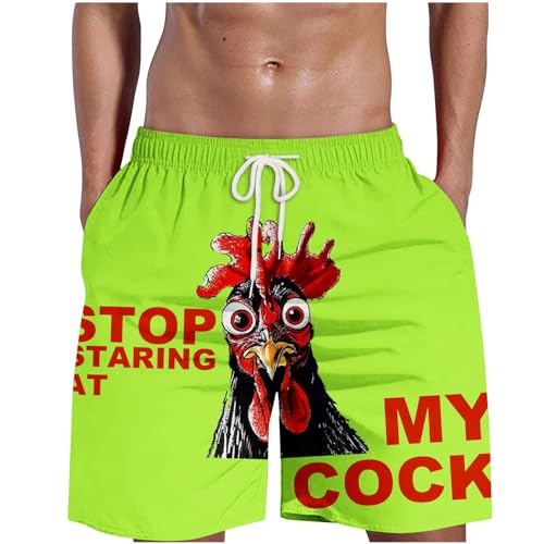 Funny Chicken Mens Swim Trunks Fashion Rooster Swimming Trunk for Men - Beach Pants, Mens Swim Shorts