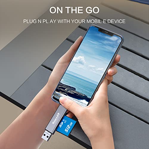 Image of SmartQ C350TL SD Card Reader for iPhone /Android, USB C 3.0, and USB A 2.0 Super Speed Memory Card Adapter for PC, Laptop, Mac, Supports Micro SD /SD /SDHC /SCXC