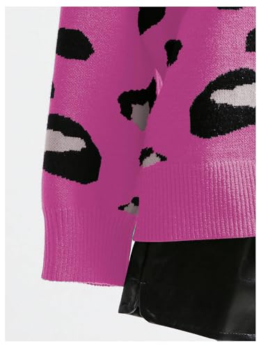 Image of WDIRARA Women's Leopard Tiger Print Cardigan V Neck Long Sleeve Color Block Button Down Sweater Outwear
