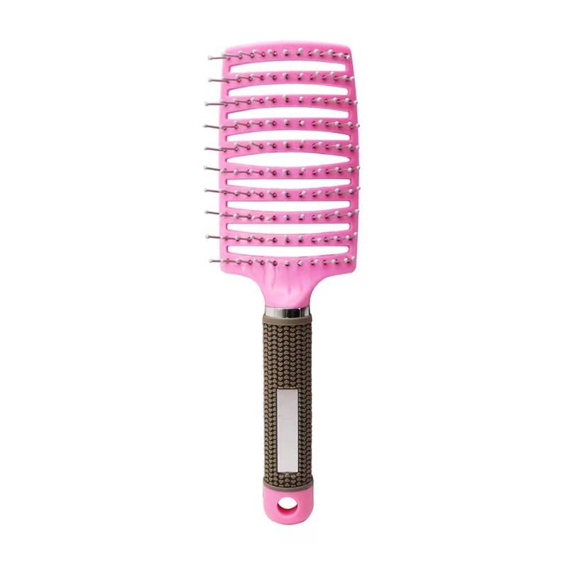 Pongnas Cepillo para el Cabello con Ventilación, Cepillo para Desenredar con Punta de Bola Redonda con Ergonómico en Espiral y Gancho Magnético, para Cabello Rizado y Ondulado, Hombres (PINK)