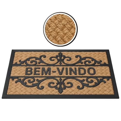 Tapete de Entrada Bem Vindo Fibra Natural Trançado Antiderrapante...