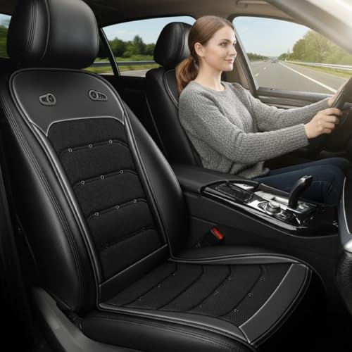 Image of STHIRA USB Cooling Fan Car Seat Cushion, 12V /24V Cool Wind Car Seat Cover with Breathable Mesh Panel Design, Portable Ventilated Seat Pad for Car, Truck, and SUV