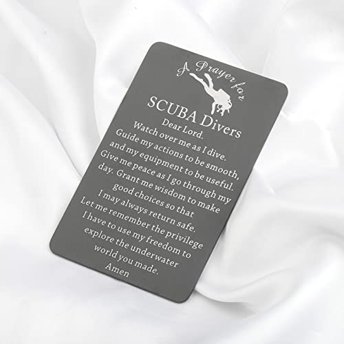 UJIMS Scuba Divers Prayer Wallet Card Insert Scuba Diving Gift Extreme Sports Jewelry for Divers Adventure Metal Wallet Gift for BFF2