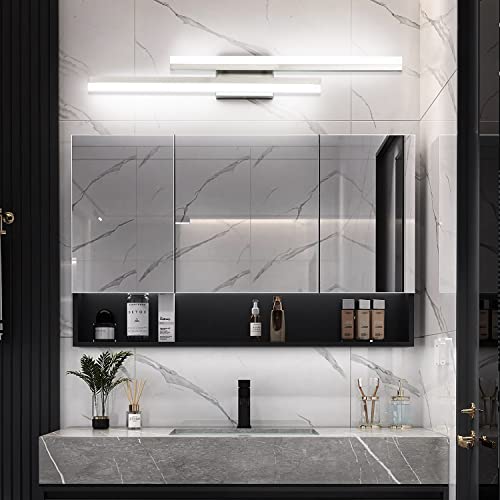 Image of PRESDE 32 Inch LED Bathroom Vanity Light Bar, Modern Brushed Nickel Wall Lighting Fixture Over Mirror 3CCT