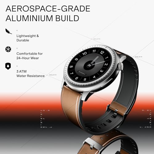 Image of Boat Valour Watch 1 R, AI Smart Habit Builder, 1.43 inch 3D Immersive AMOLED Display, 1000 nits, Light-Weight Aluminium Build 3 ATM, 10 Days Battery Life, Smart Watches for Man (Oak Leather)