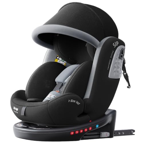 Heekin 360 Spin Baby car seat with ISOFIX for Child 40-150 cm(0-36kg),0-12 Years,Group 0+/1/2/3,Rear Facing with 5 Recline Positions, with a Sunshade, R129 Certification(Black)