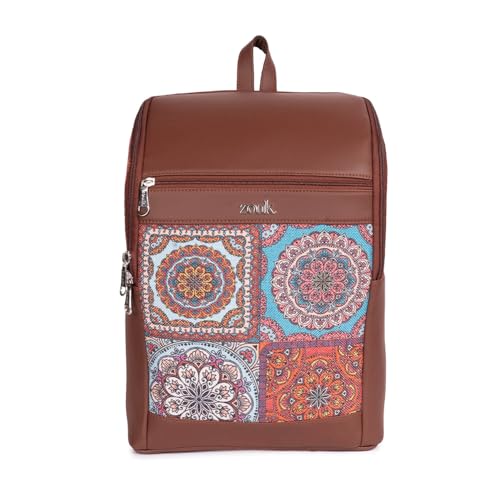 Image of ZOUK Amalia Unisex Vegan Leather Laptop Backpack (Large) | Stylish Office & Travel Backpack for Men & Women | Fits 15-inch Laptop |