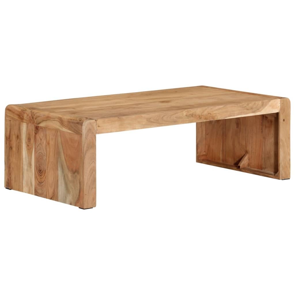 Mesa de centro de madera maciza de acacia, 110 x 55 x 35 cm, mesa auxiliar con estante y cajón, estilo rústico, para sofá, salón, oficina, rústica y funcional