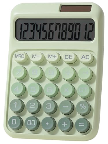 電卓 おしゃれ 12桁 計算機 かわいい 電卓 可愛い ソーラーと電池二重電源 大型ディスプレイ グラデーションカラー ミニ 丸ボタン メカニカルキーボード 持ち運び便利 滑り止め 税金会計 簿記 デスク オフィス 家庭 学校 ビジネス用 (グリーン)