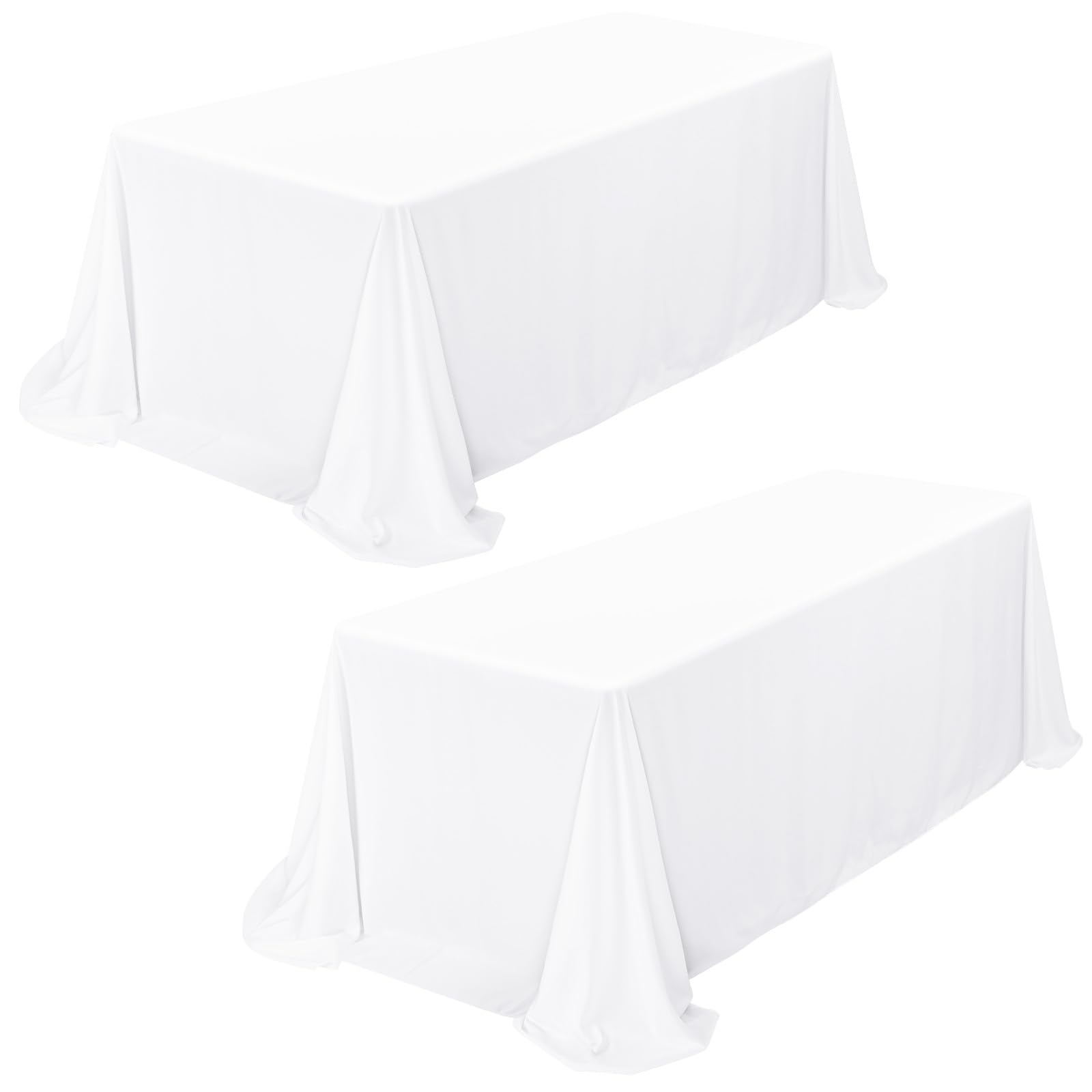 Showgeous 2 Pezzi Tovaglia in Poliestere Bianca 229 x 396cm Tovaglie Rettangolari in Tessuto Copritavolo Bianco Lavabile per Banchetti di Nozze Ristorante Feste a Buffet Campeggio
