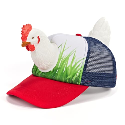 Image of Funny 3D Animal Trucker Hat, Adjustable Mesh Snapback Cap for Men & Women