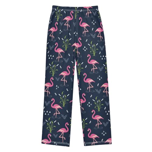 Aloha Flamingo Boys Long Pants Soft Trousers Elastic Waist Kids Lounge Bottoms with Pockets S-XL