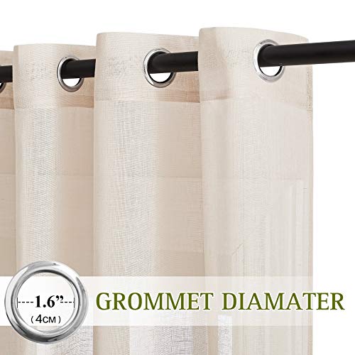 Nicetown Semi Sheer Curtains 84 Inches Long, Grommet Retro Beige Linen Curtains Window Treatments Vertical Drapes Privacy With Light Filter For Living Room, 52" Wide, 2 Panels #TOP1
