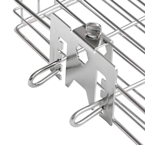 onlyfire 6042 Chrome Plating Steel Flat Grill Rotisserie Basket for Most Grills, Fits 1/2\" Hexagon, 3/8\" Hexagon, 3/8\" Square & 5/16\" Square Spit Rods
