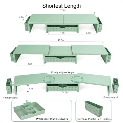 Image of gianotter Dual Monitor Stand Riser With Drawer and 2 Pen Holders