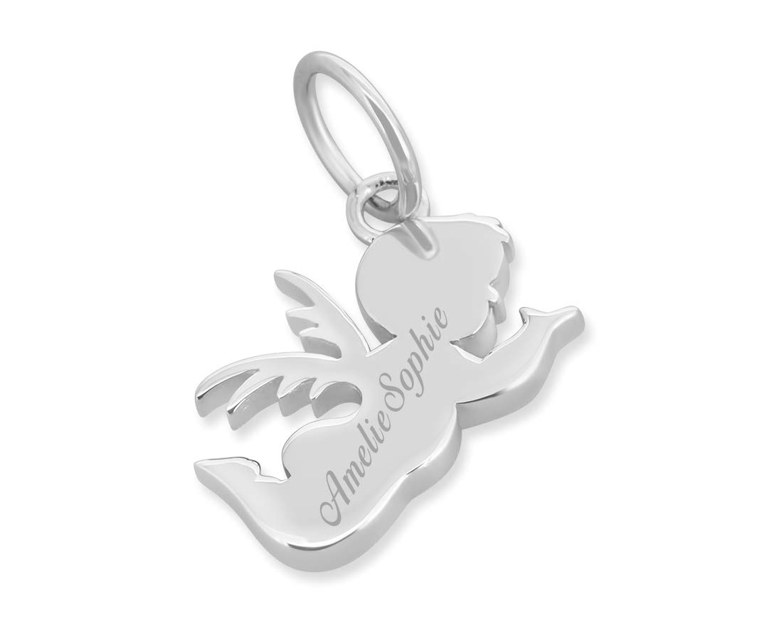 Engel Anhänger Schutzengel 925 Silber Namen Engel mit Gravur Taufschmuck mit Namen Geschenk Taufe Taufgeschenk Namensschmuck Junge Mädchen mit Schrift | HANDMADE IN GERMANY