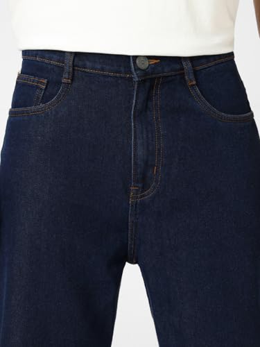 Urbano Fashion Men's Loose Mid Rise Blue Jeans Dark Blue - Image 7