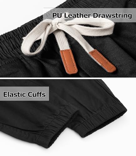 TLAENSON Boys Cargo Pants Cotton Casual Pants Drawstring Loose Jogging Bottoms Elastic Cuffed Cargo Joggers4