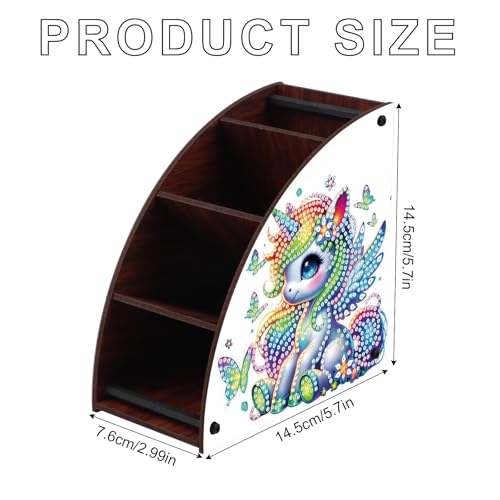 Image of Diamond Art Painting Wooden Organizer Box - Animal DIY Multi-Grid Storage for Makeup Brushes, Remotes & Office Supplies - Double-Sided Drill Tabletop Decor for Adults