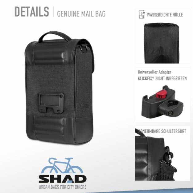 SHAD Bikes - Lenkertasche Fahrrad KLICKfix 8L - Retro Lenkertasche wasserdicht & kompakt - Fahrradlenkertasche für E-Bike -Fahrradtasche Lenker Damen & Herren