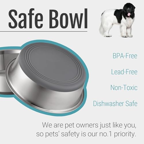 4 Stück Hundenapf Edelstahl, Hundenapf rutschfest mit Silikonboden, Hundenäpfe für Futter und Wasser, Hundeschüssel für Kleine Mittlere Große Hunde, Fressnapf Hund Metall, Dog Bowl (900ML)