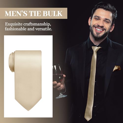 Image of Syhood 6 /12 /24 Pcs Men Ties Set Solid Satin Pure Color Business Formal Necktie Tie 57 inch for Men Occasion Wedding
