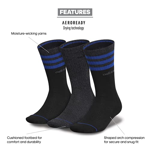 adidas Meias masculinas com 3 listras (3 pares)