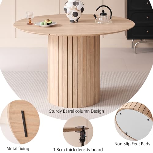 Table de salle à manger avec grand plateau en MDF marron clair et structure en bois durable