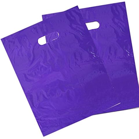 50Pack 12x15" Glossy Purple Plastic Merchandise Bags w/Handles Cover