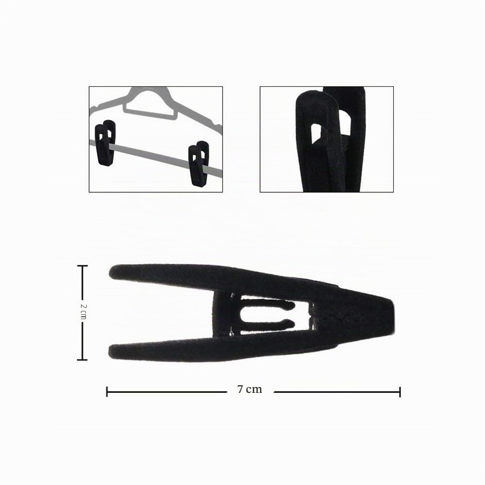 Negro Pinza de Perchas,24 Piezas Perchas de Terciopelo Clips Negro Pantalones Perchas Pinzas Fuerte Finger Flocked Clips para Colgar Pantalones Faldas Prendas