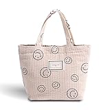 Corduroy Smiley Lunch Bag for Girls Lunch Box Insulated Cute Lunch Bags for Women Insulated Lunch Bo