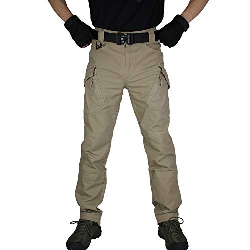 zuoxiangru Pantalones Militares de Combate táctico para Hombres, Pantalones Casuales de Carga de Trabajo al Aire Libre (Caqui, Tag XL)