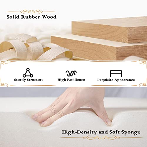 Bonzy Home 47” Bedroom Bench,French Vintage Tufted Entryway Benches Upholstered Dining Benches with Cushion,Linen Fabric End of Bed Bench for Bedroom Living Room Entryway,Beige