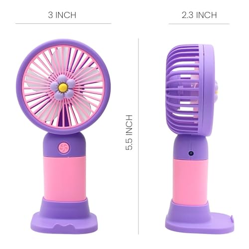 Image of FelinarMini Rechargeable Hand Fan | 3 Speed USB Portable Fan | 2-in-1 Handheld & Desk Fan | Pocket Charging Fan for Men & Women | Travel Office Outdoor | Purple
