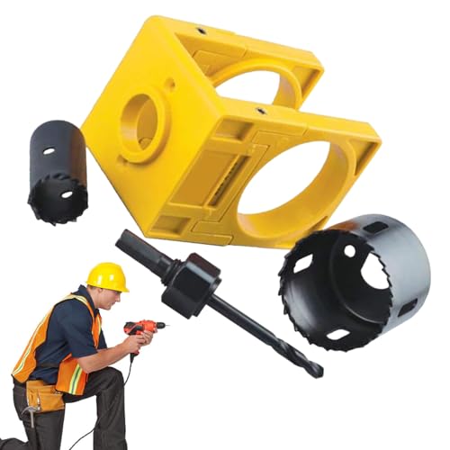 Kit de instalación de puerta, kit de perforación de pomos de puerta, juego de sierra perforadora, herramienta de perforación de agujeros de acero al carbono con plantilla guía, taladro, herramientas