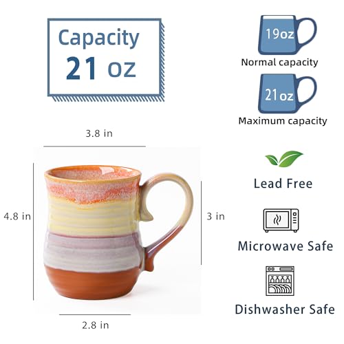 Taza grande de cerámica 21 oz color naranja miniatura 2