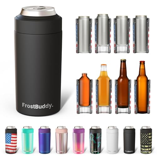 Frost Buddy Universal Can Cooler - Fits All - For Regular 12 & 16 oz or Slim-Size Bottles - Insulated Double-Walled Stainless Steel (MatteBlack) image 2