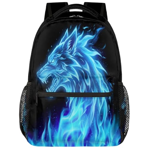 Mochila para portátil 15.6 escolar universitaria ligera con diseño de lobo