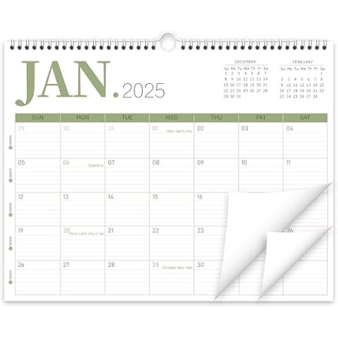 GuassLee Wall Calendar 2025, 2025 Calendar Wall Runs from Jan. 2025 to Jun. 2026, 18-Month Hanging Calendar Spiral Bound for Office School Home Planning and Organizing, 14” x 11” Cover