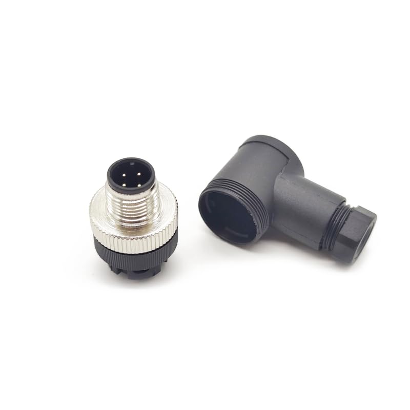 10Pcs M12 4 Pin Male Connector, Right Angle Field Assembly Wireable Adapter 12mm A Code Industrial Circular Connector IP67 Waterproof Sensor for PG7 Cable Unshiled 250V 4A AC/DC for Electric Bicycles