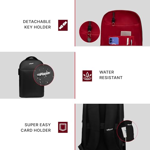 Image of F Gear Kaneki Black 30L Premium Soft Touch Laptop Backpack | Fits 17 inch Laptop | USB & Type-C Charging, Number Lock, Tablet Sleeve, Hidden Pocket & Luggage Strap | Office & Travel